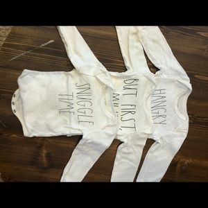 Set of 3 Rae Dunn long sleeve onesies